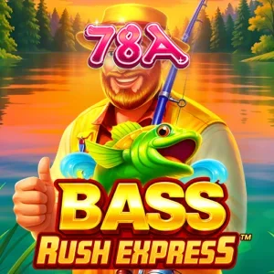 Interface do jogo de slot Bass Rush Express com tema de pesca